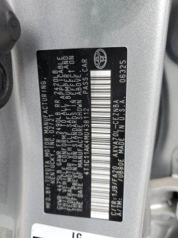 2021 TOYOTA CAMRY LE - 4T1C11AK4MU438112