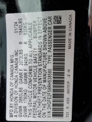 2024 HONDA CIVIC SPOR - 2HGFE2F58RH538580