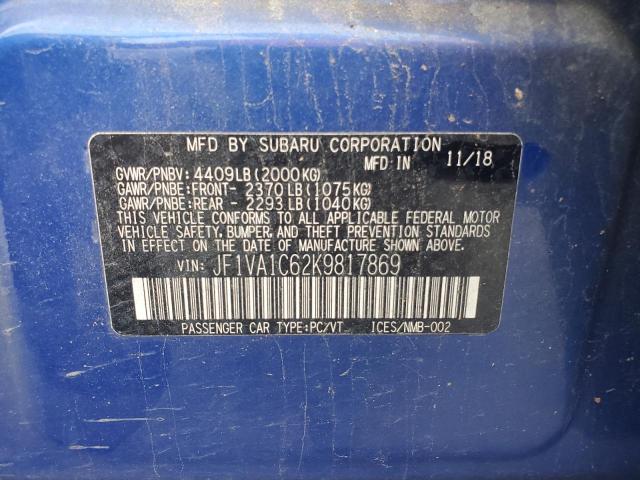 2019 SUBARU WRX PREMIU JF1VA1C62K9817869