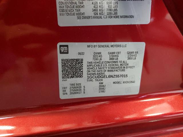 2022 CHEVROLET SILVERADO - 1GCUDGEL6NZ557015