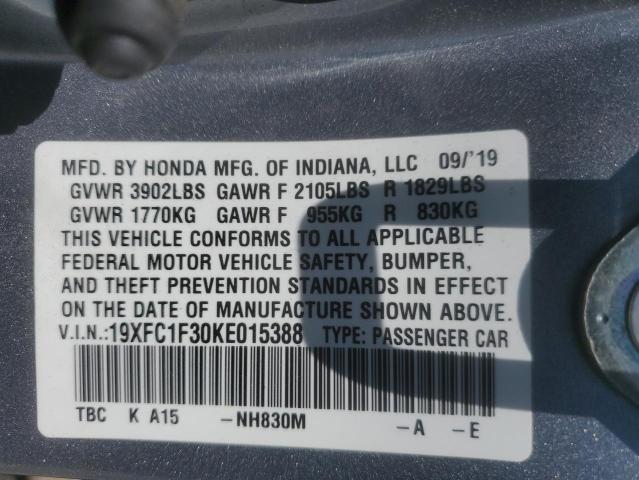 2019 HONDA CIVIC EX - 19XFC1F30KE015388
