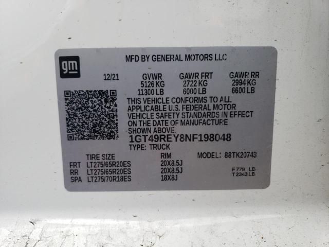 2022 GMC SIERRA K25 1GT49REY8NF198048
