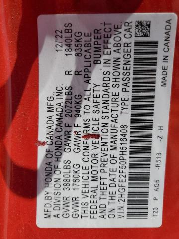 2023 HONDA CIVIC SPOR - 2HGFE2F50PH516408
