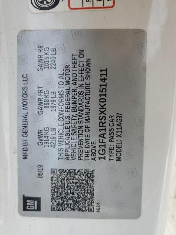 2019 CHEVROLET CAMARO LS - 1G1FA1RSXK0151411