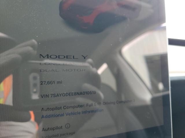 2022 TESLA MODEL Y 7SAYGDEE8NA010519