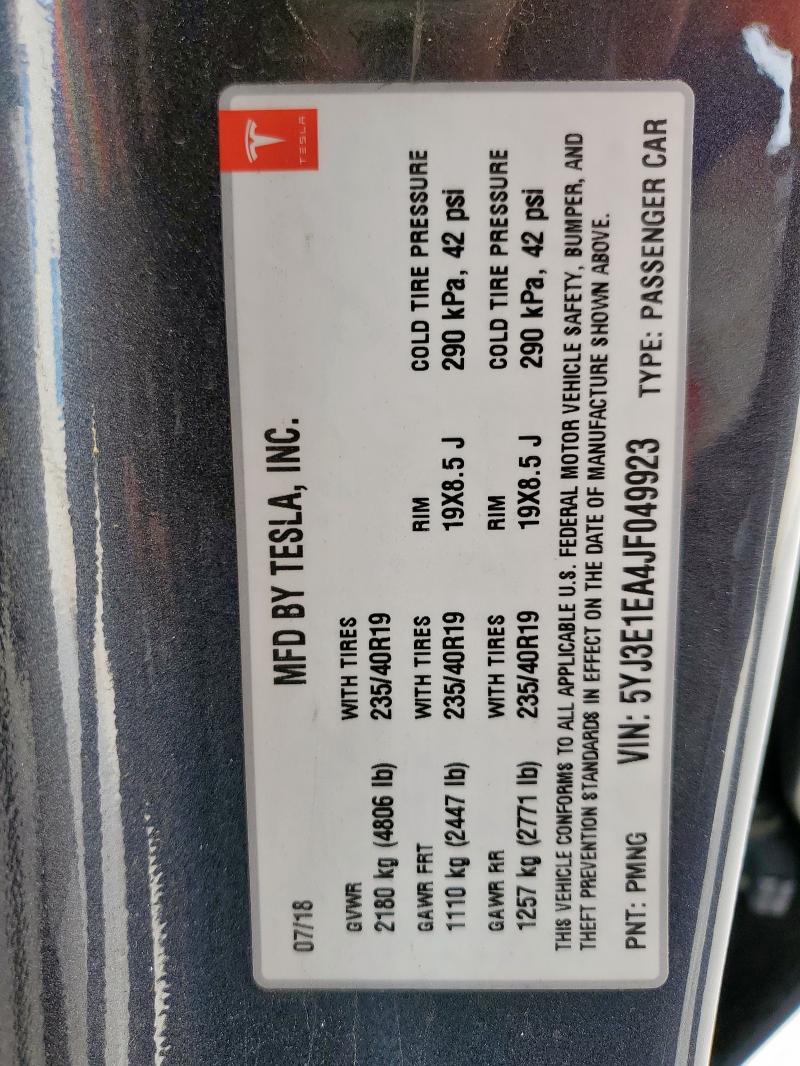 2018 TESLA MODEL 3 - 5YJ3E1EA4JF049923