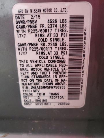 2015 NISSAN ROGUE SELE JN8AS5MV5FW756953