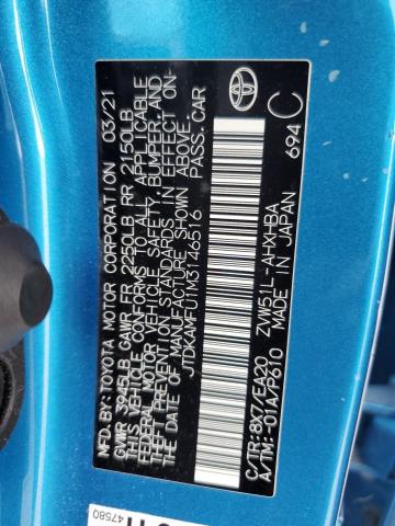 2021 TOYOTA PRIUS SPEC JTDKAMFU1M3146516