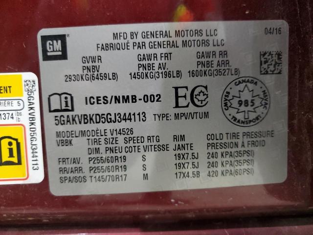 2016 BUICK ENCLAVE 5GAKVBKD5GJ344113