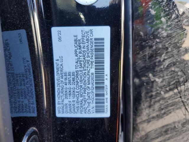 2022 HONDA ACCORD HYB 1HGCV3F52NA026038