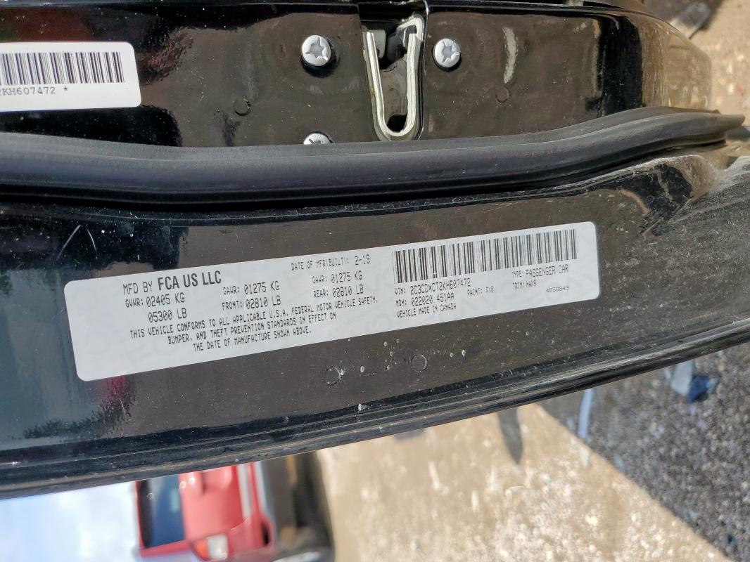 2019 DODGE CHARGER R/ 2C3CDXCT2KH607472