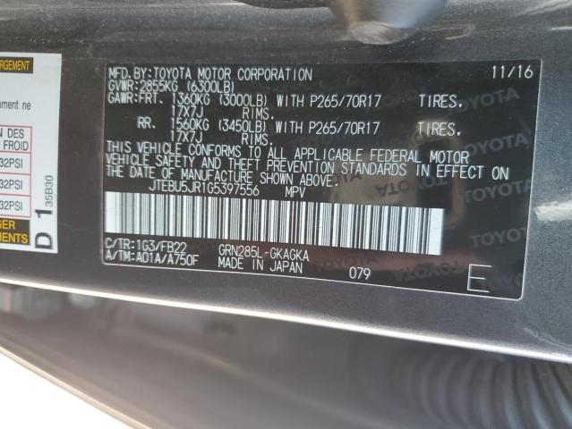 2016 TOYOTA 4RUNNER SR JTEBU5JR1G5397556
