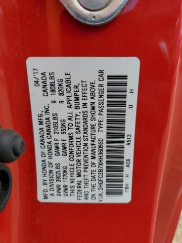 2017 HONDA CIVIC EXL - 2HGFC3B7XHH360950
