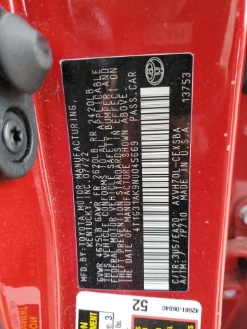 2022 TOYOTA CAMRY NIGH - 4T1G31AK9NU045669