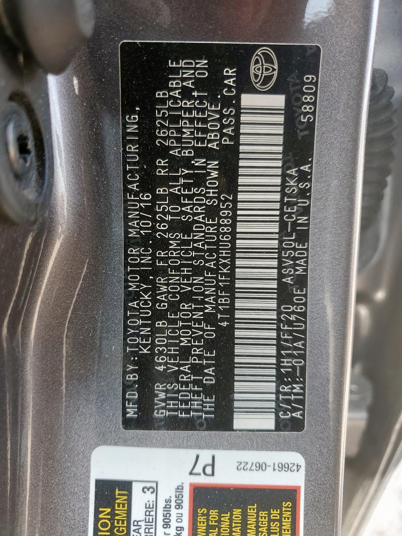 2017 TOYOTA CAMRY LE - 4T1BF1FKXHU688952