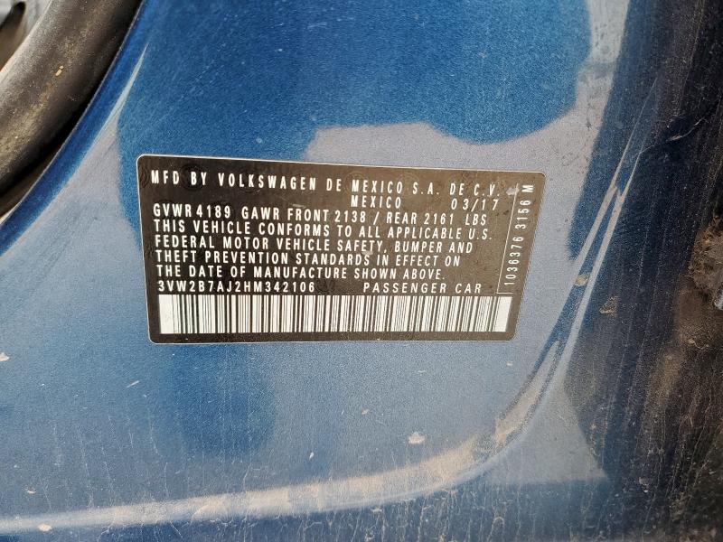 2017 VOLKSWAGEN JETTA S - 3VW2B7AJ2HM342106