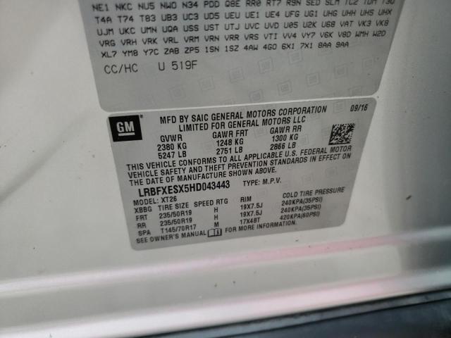 2017 BUICK ENVISION P - LRBFXESX5HD043443