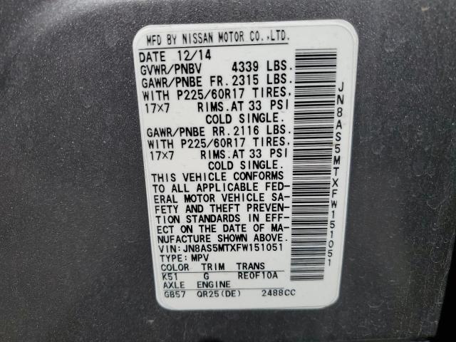 2015 NISSAN ROGUE SELE - JN8AS5MTXFW151051