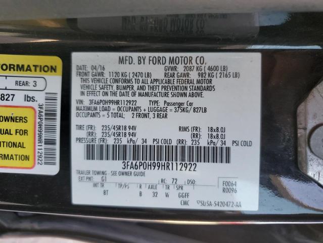 2017 FORD FUSION SE - 3FA6P0H99HR112922