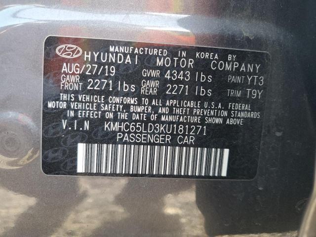 2019 HYUNDAI IONIQ - KMHC65LD3KU181271