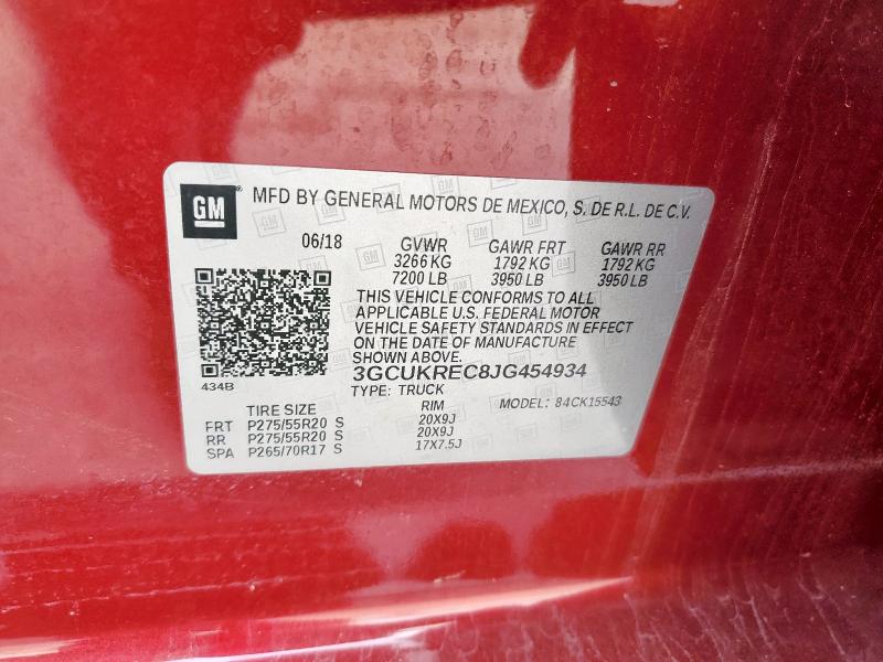 2018 CHEVROLET SILVERADO - 3GCUKREC8JG454934