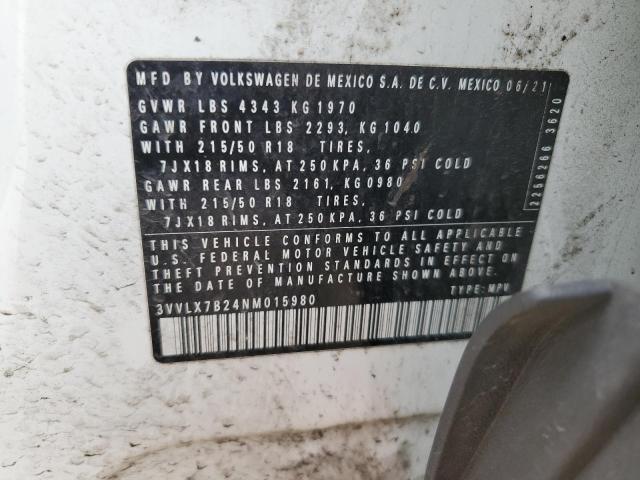 2022 VOLKSWAGEN TAOS SE IQ 3VVLX7B24NM015980
