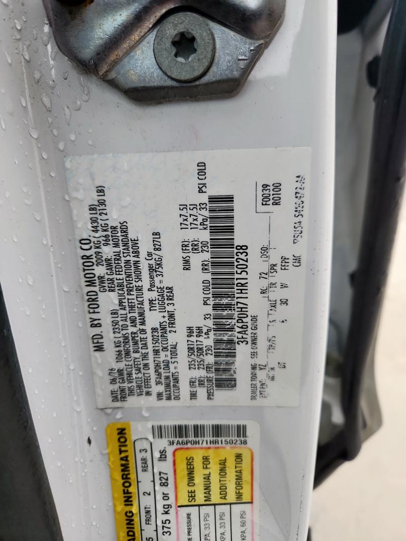 2017 FORD FUSION SE - 3FA6P0H71HR150238