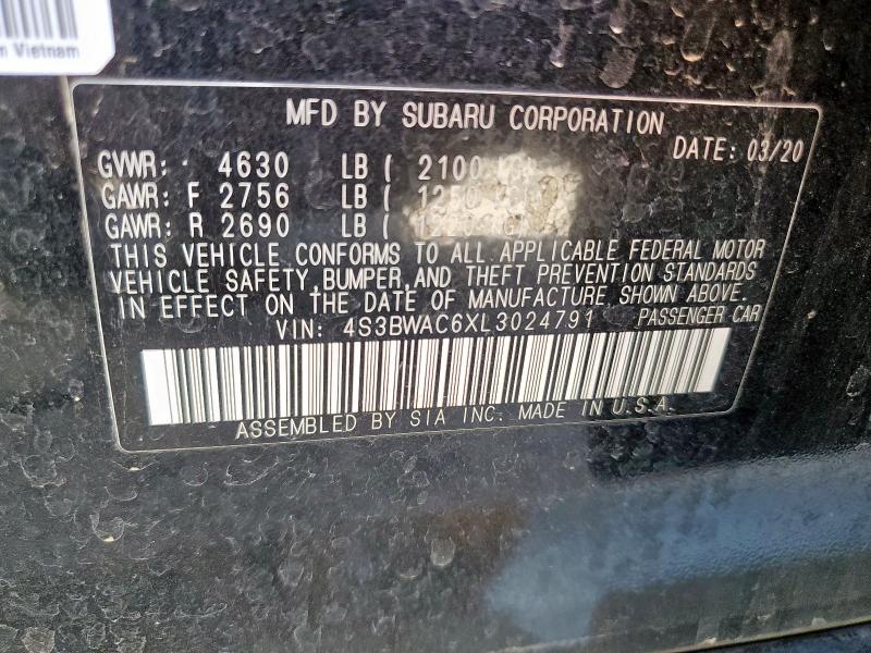 2020 SUBARU LEGACY PRE 4S3BWAC6XL3024791