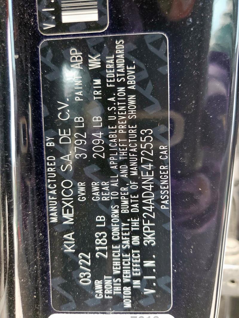 2022 KIA FORTE FE - 3KPF24AD4NE472553