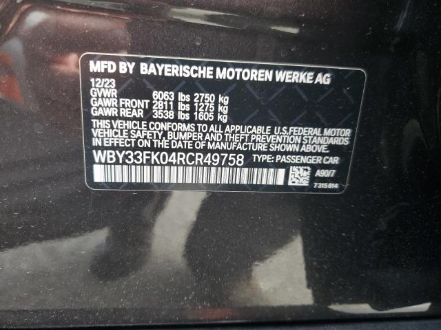 2024 BMW I5 EDRIVE WBY33FK04RCR49758