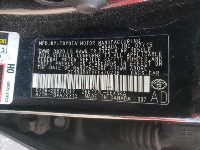 2015 TOYOTA COROLLA L - 2T1BURHE2FC470238