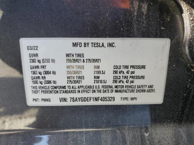 2022 TESLA MODEL Y 7SAYGDEF1NF405329