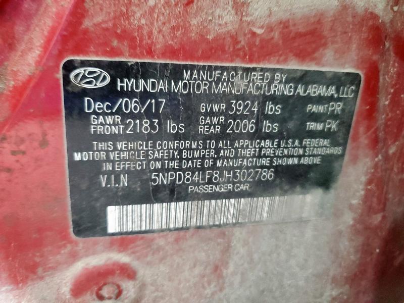 2018 HYUNDAI ELANTRA SE 5NPD84LF8JH302786