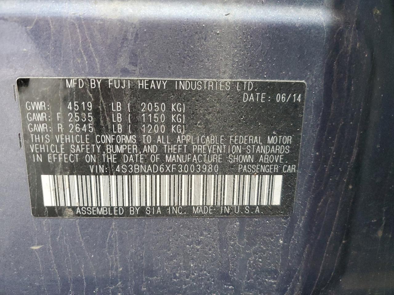 SUBARU LEGACY 2.5I PREMIUM