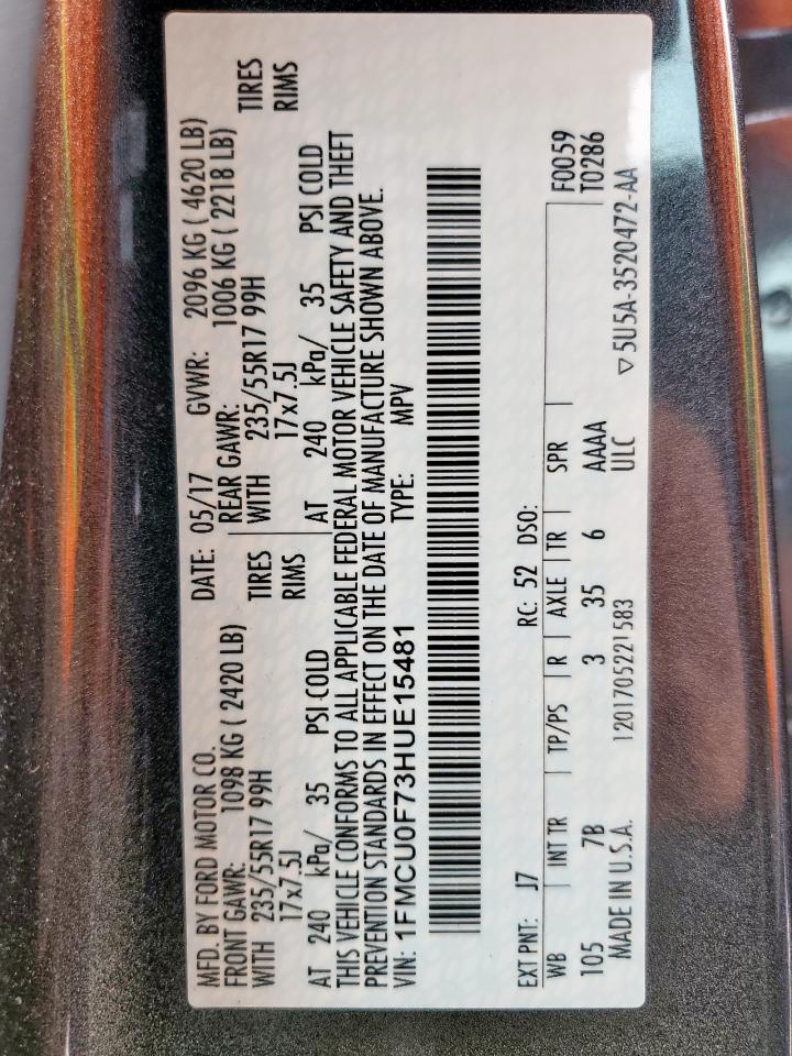 Lot #3301799334 2017 FORD ESCAPE S