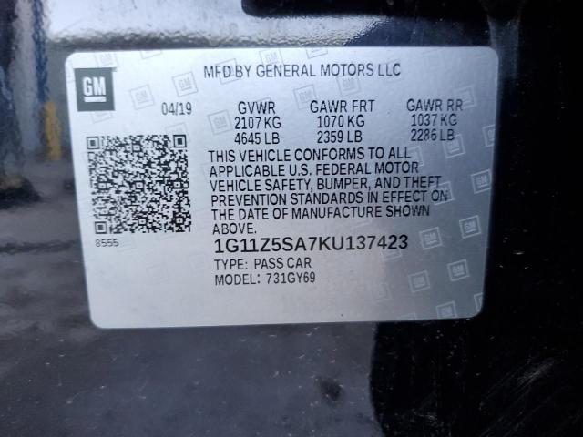 2019 CHEVROLET IMPALA LT 1G11Z5SA7KU137423