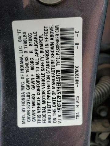 2017 HONDA CIVIC LX - 19XFC2F57HE045178