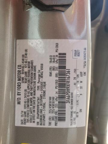 2015 FORD FUSION SE - 3FA6P0H9XFR167361