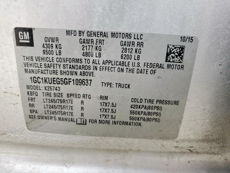 2016 CHEVROLET SILVERADO - 1GC1KUEG5GF109637