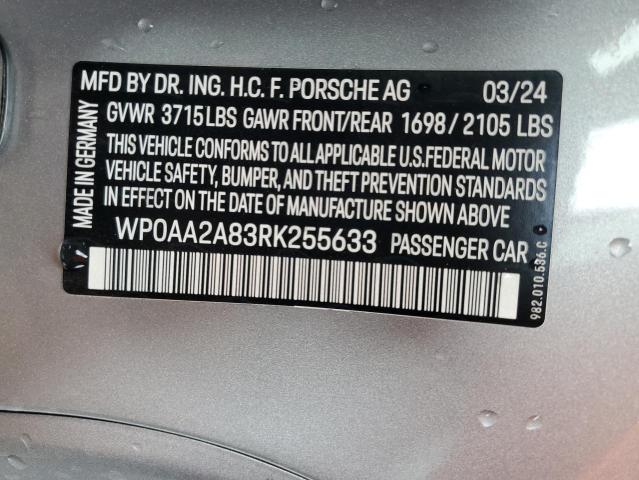 2024 PORSCHE CAYMAN BAS WP0AA2A83RK255633