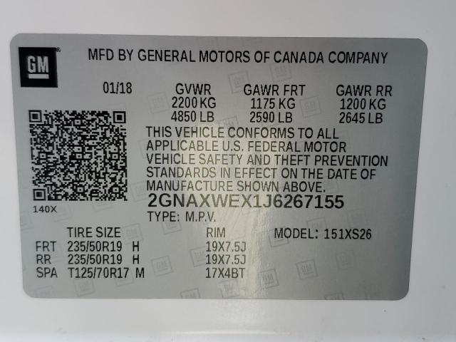 2018 CHEVROLET EQUINOX PR - 2GNAXWEX1J6267155