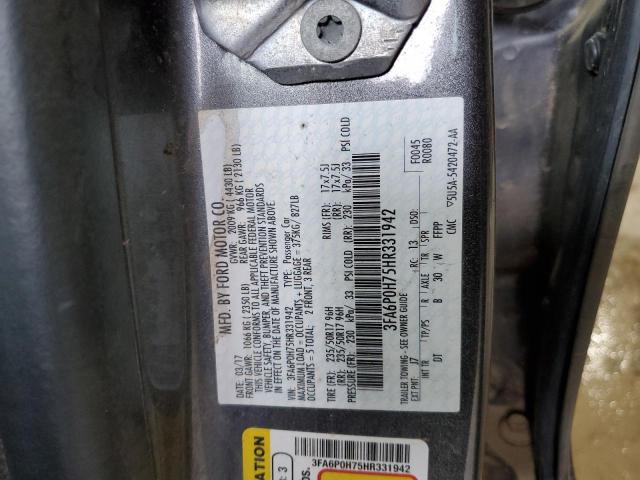 2017 FORD FUSION SE - 3FA6P0H75HR331942