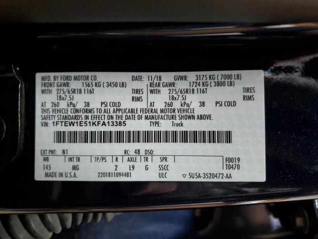 2019 FORD F150 SUPER 1FTEW1E51KFA13385