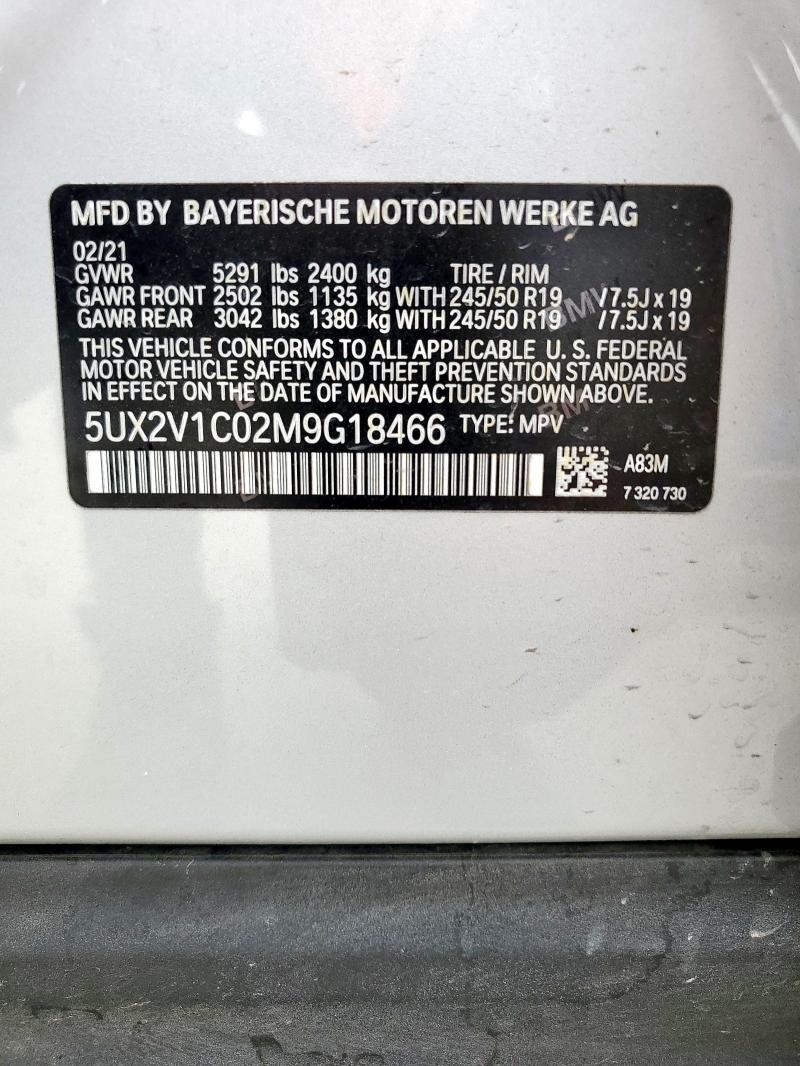 2021 BMW X4 XDRIVE3 5UX2V1C02M9G18466
