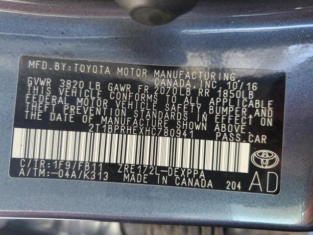 2017 TOYOTA COROLLA LE ECO 2T1BPRHEXHC780941