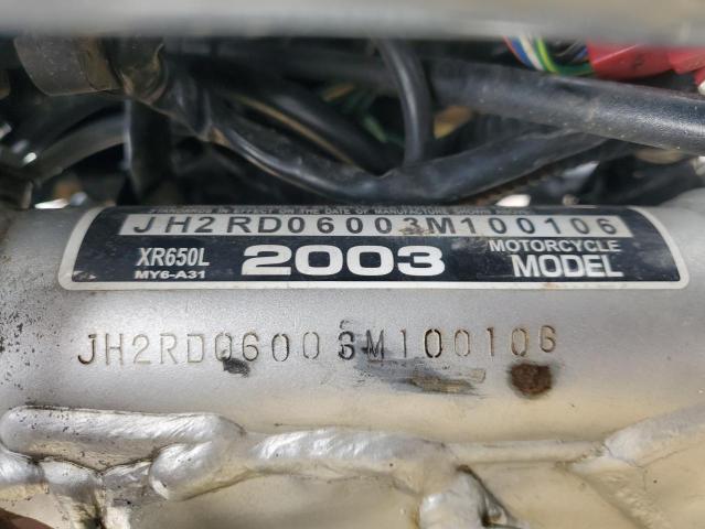 2003 HONDA XR650 L JH2RD06003M100106