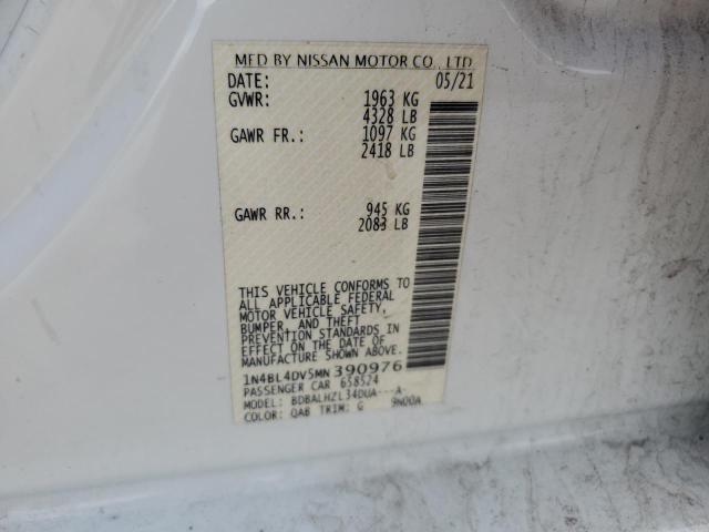 2021 NISSAN ALTIMA SV - 1N4BL4DV5MN390976