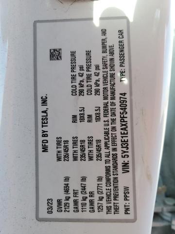 2023 TESLA MODEL 3 - 5YJ3E1EAXPF540974