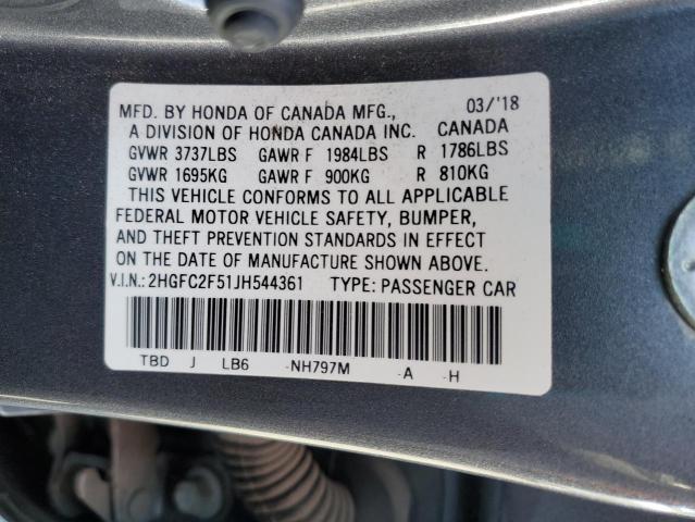 2018 HONDA CIVIC LX 2HGFC2F51JH544361