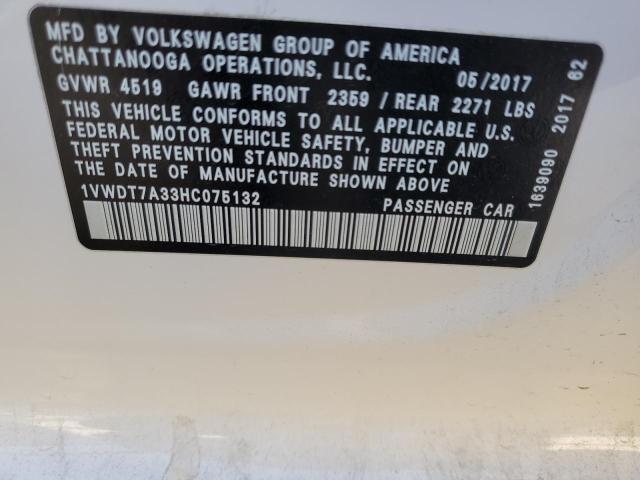2017 VOLKSWAGEN PASSAT R-L - 1VWDT7A33HC075132